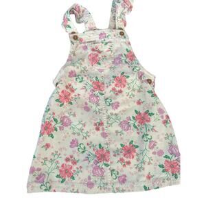 Vintage Shabby Chic Girls Floral Print 100% Cotton Overall Jumspuit Size 4